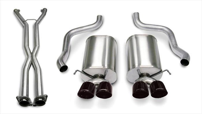 Chevrolet Corvette C6 Performance Exhaust - Rear - CORSA Performance - Cat-Back Dual Rear Exit with Twin 3.5in Black PVD Pro-Series Tips - Black - `06-`08